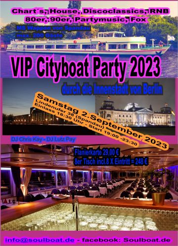 Tickets für VIP Cityboat Party 2023 am 02.09.2023 - Karten kaufen